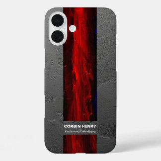 Robuuste Rode Naam Abstracte Textuur iPhone 16 Plus Hoesje