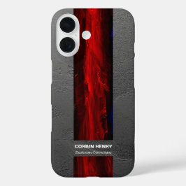 Robuuste Rode Naam Abstracte Textuur iPhone 16 Hoesje