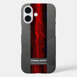 Robuuste Rode Naam Abstracte Textuur iPhone 16 Hoesje