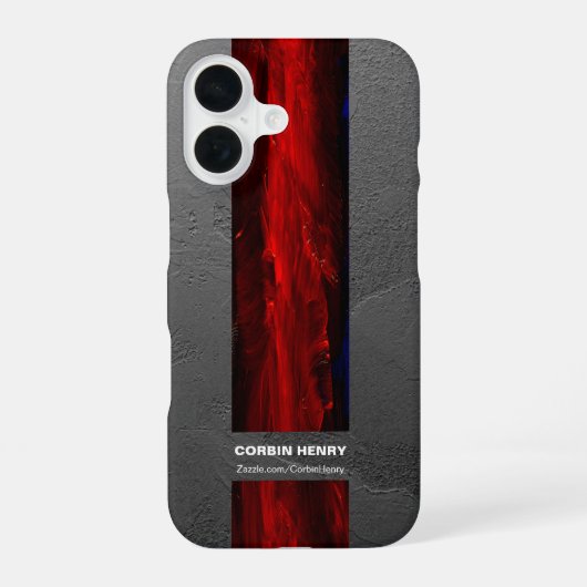 Robuuste Rode Naam Abstracte Textuur iPhone 16 Hoesje (Achterkant)