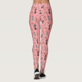 Robuuste roodroze zwarte roolpatroon van 50s leggings (Achterkant)