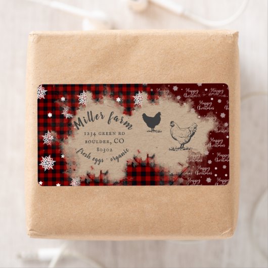 Robuuste sneeuwvlok blij kerstei karton etiket (Insitu)