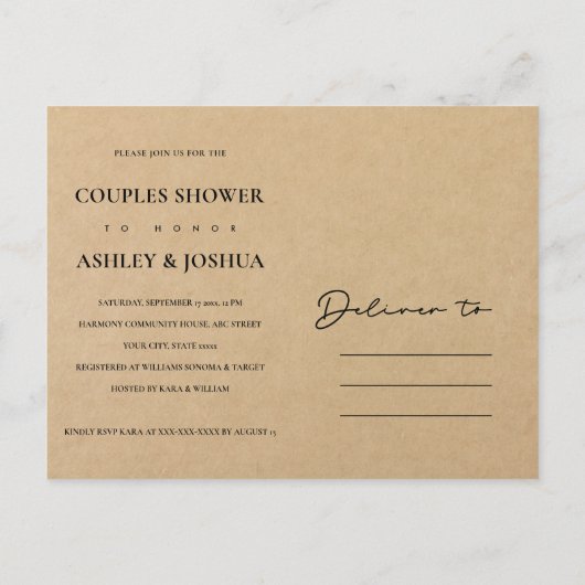 Robuuste soennitische soennitische kraft-papierdou uitnodiging briefkaart (Achterkant)