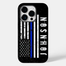 Robuuste stijl politievlag met aangepaste naam Case-Mate iPhone case