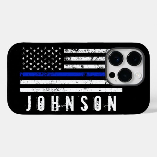 Robuuste stijl politievlag met aangepaste naam Case-Mate iPhone case (Achterkant (horizontaal))