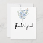 robuuste stoffige blauwe waterverf bloemen & blade bedankkaart (Voorkant)