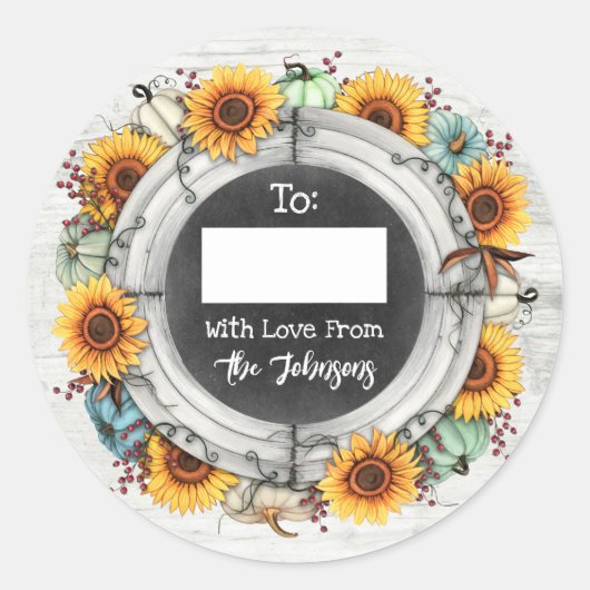 Robuuste Thanksgiving - Zonnebloem naar / Van Schr Ronde Sticker (Voorkant)