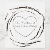 Robuuste twijken met dubbele strepen met witte eti wijn etiket (Enkel label)