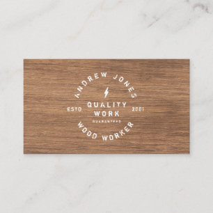 Robuuste  typografie donker hout modern minimaal visitekaartje