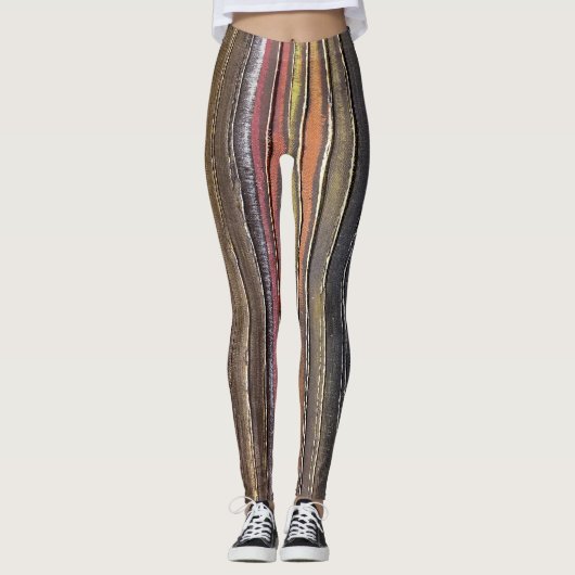 Robuuste verf op houtpatroon leggings (Voorkant)