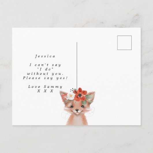 Robuuste vossenbloem zal je mijn bloemmeisje zijn aankondigingskaart (Achterkant)