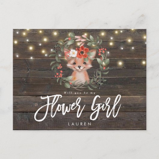 Robuuste vossenbloem zal je mijn bloemmeisje zijn aankondigingskaart (Voorkant)