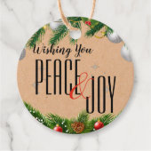 Robuuste vredes- en vrolijk rode bessen met kerst bedankjes labels (Voorkant)