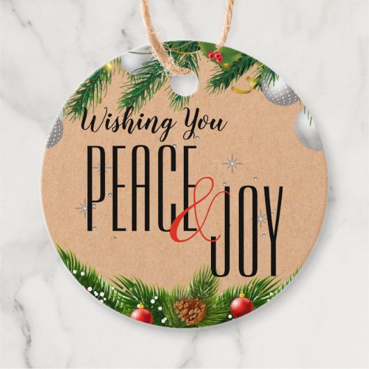 Robuuste vredes- en vrolijk rode bessen met kerst bedankjes labels (Voorkant)