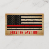 Robuuste vuurgebeden met dunne rode lijn visitekaartje (Achterkant)