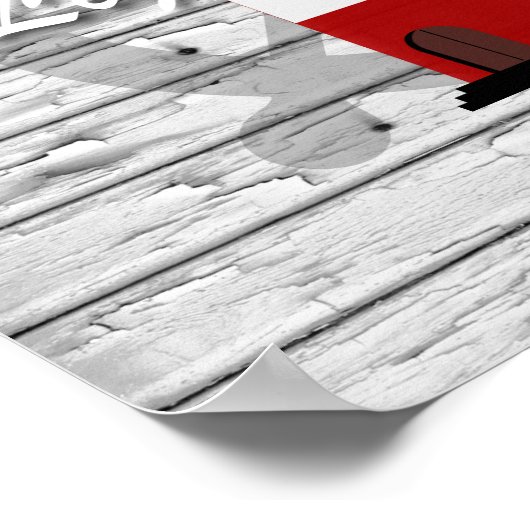 Robuuste vuurtoren op grijs hout poster (Hoek)