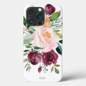 Robuuste Waterverf Botanisch met monogram Case-Mate iPhone Case (Achterkant)