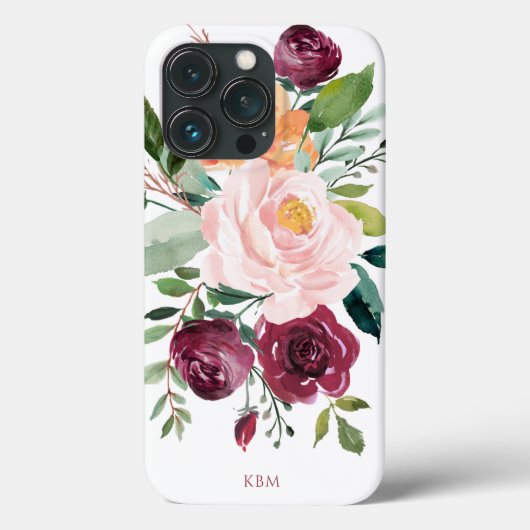 Robuuste Waterverf Botanisch met monogram Case-Mate iPhone Case (Achterkant)