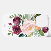 Robuuste Waterverf Botanisch met monogram Case-Mate iPhone Case (Achterkant (horizontaal))