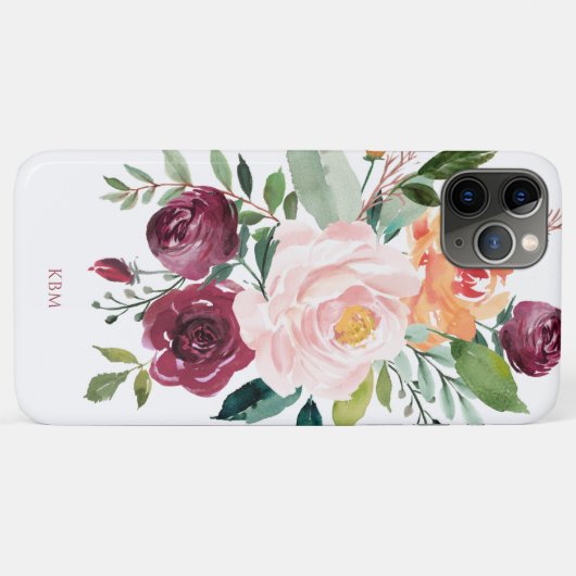 Robuuste Waterverf Botanisch met monogram Case-Mate iPhone Case (Achterkant (horizontaal))