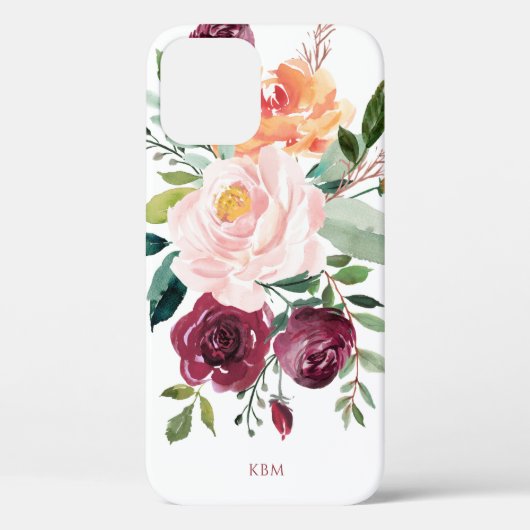 Robuuste Waterverf Botanisch met uw monogram Case-Mate iPhone Case (Achterkant)