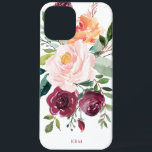 Robuuste Waterverf Botanisch met uw monogram Case-Mate iPhone Case<br><div class="desc">Deze trendy botanische vormgeving is prachtig vrouwelijk met een roestachtig charme. Ze bevat een bouquet waterverf rozen, gemengde bloemen en groen in een trendy kleurenschema van bogundy, roze en russetoranje met een doorlatende groen. Een tekst sjabloon is inbegrepen om dit ontwerp met uw gewenste monogram initialen, naam of andere gewenste...</div>
