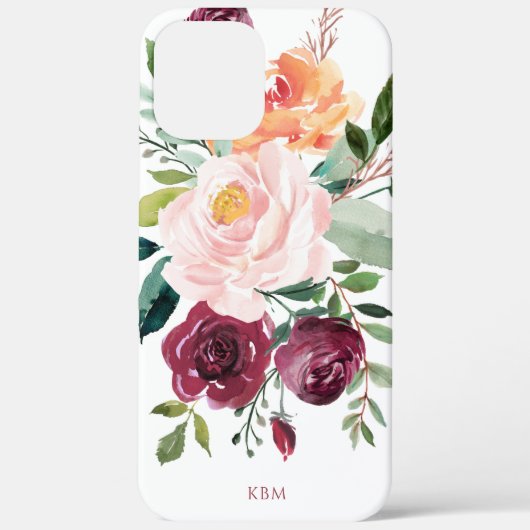 Robuuste Waterverf Botanisch met uw monogram Case-Mate iPhone Case (Achterkant)