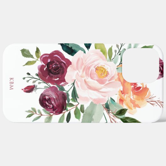 Robuuste Waterverf Botanisch met uw monogram Case-Mate iPhone Case (Achterkant / Rechts)