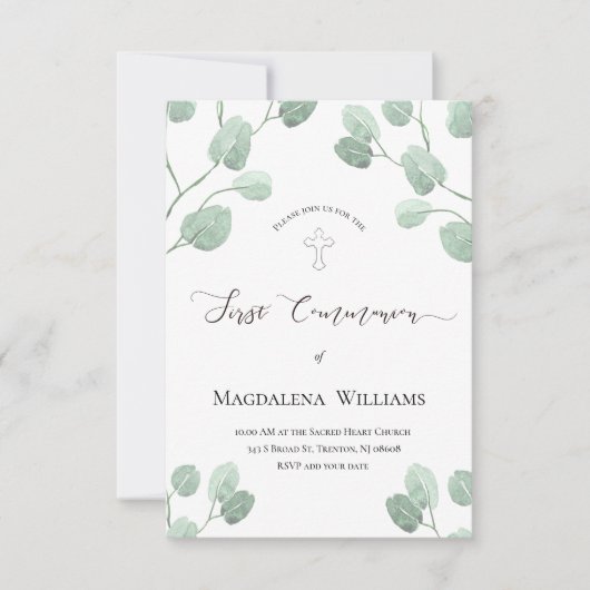 Robuuste waterverf eucalyptus greenery Commune Kaart (Voorkant)