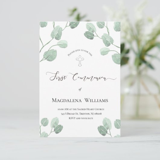 Robuuste waterverf eucalyptus greenery Commune Kaart (Staand voorkant)