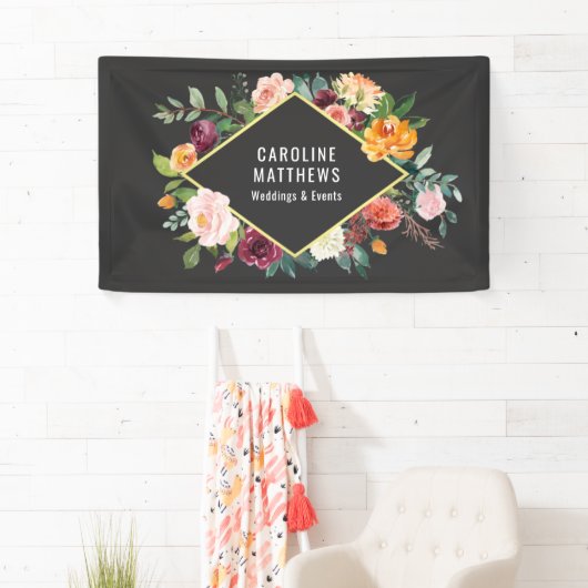 Robuuste Waterverf - Floral Lijst met uw bedrijf Spandoek (Insitu)