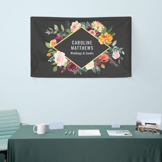 Robuuste Waterverf - Floral Lijst met uw bedrijf Spandoek (Beurs)