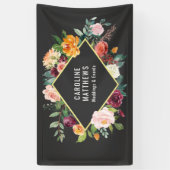 Robuuste Waterverf - Floral Lijst met uw bedrijf Spandoek (Verticaal)