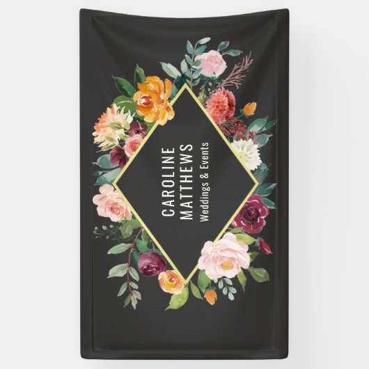 Robuuste Waterverf - Floral Lijst met uw bedrijf Spandoek (Verticaal)