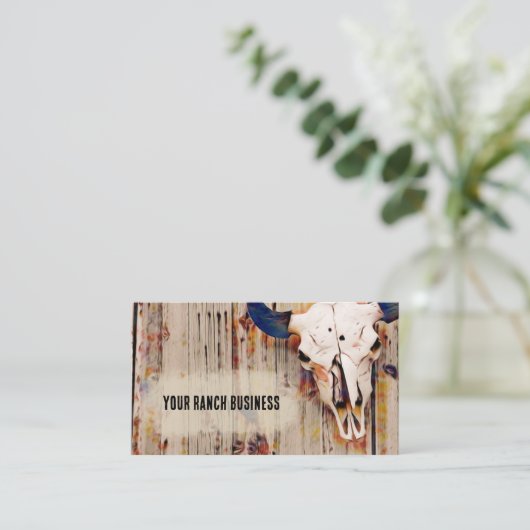 Robuuste Westerne  Bruine Bull Skull Art Visitekaartje (Staand voorkant)