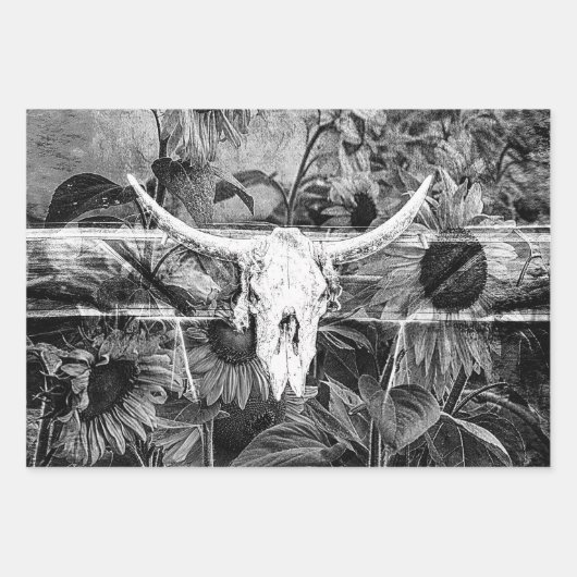 Robuuste Westerne zwarte en witte flesvormige sche Inpakpapier Vel (Voorkant)