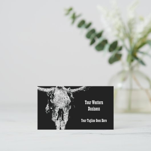 Robuuste Westerne zwarte en witte schedel Visitekaartje (Staand voorkant)