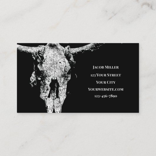 Robuuste Westerne zwarte en witte schedel Visitekaartje (Achterkant)
