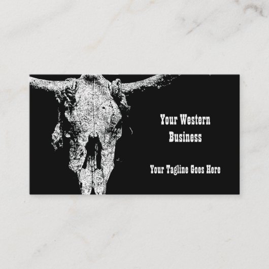 Robuuste Westerne zwarte en witte schedel Visitekaartje (Voorkant)