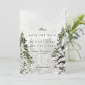 Robuuste winterbomen bruiloft met de datumkaart bedankkaart (Staand voorkant)