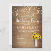 Robuuste zonnebloem in uitnodiging voor verjaardag (Voorkant)