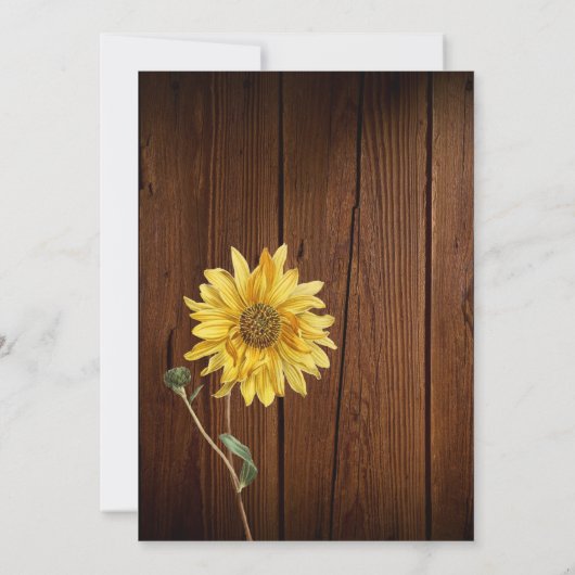 Robuuste zonnebloem op de bruiloft van het land me save the date (Achterkant)