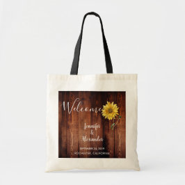 Robuuste zonnebloem op een welkomstbruiloft tote bag
