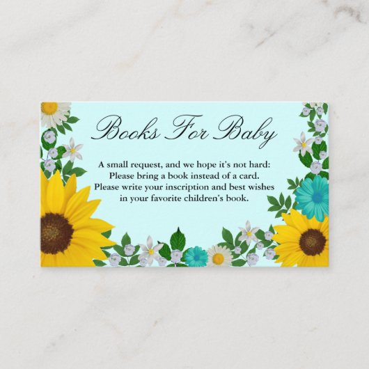 Robuuste zonnebloemboeken voor Baby Informatiekaartje (Voorkant)