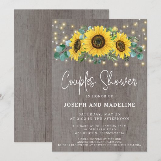 Robuuste zonnebloemen en lichte stelletjes kaart (Voorkant / Achterkant)