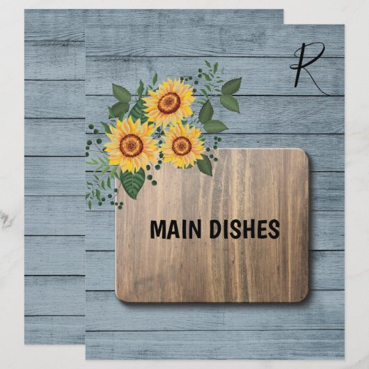 Robuuste zonnebloemen, houten recept organisator (Voorkant / Achterkant)