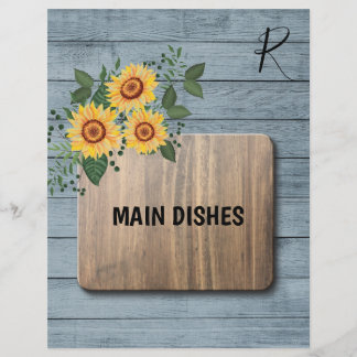 Robuuste zonnebloemen, houten recept organisator