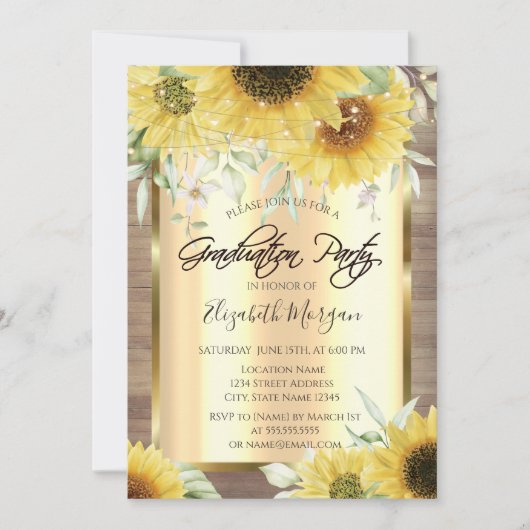 Robuuste zonnebloemen, lampjes, Afstuderen van hou Kaart (Voorkant)