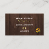 Robuuste zonnebloemen met houten bruiloft visitekaartje (Achterkant)