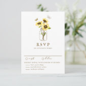 Robuuste zonnebloemen op een Kaart met RSVP-wedden (Staand voorkant)